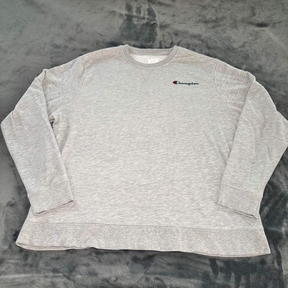 Champion Men's XXL Heather Grey Crewneck Sweatshirt Embroidered‎ Logo Pullover